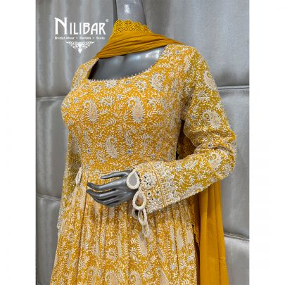 Yellow Georgette Anarkali Suit