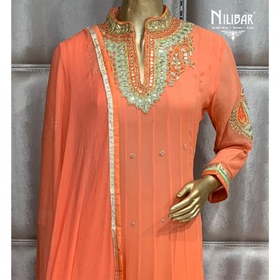 Cantaloupe Orange Georgette Anarkali