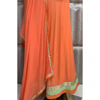 Cantaloupe Orange Georgette Anarkali
