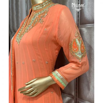 Cantaloupe Orange Georgette Anarkali