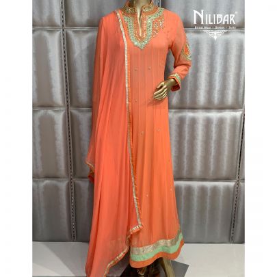 Cantaloupe Orange Georgette Anarkali