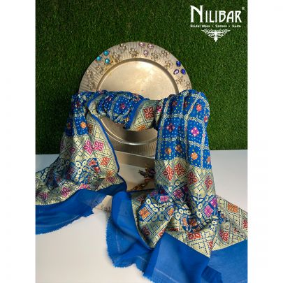 Blue Georgette Bandhani Dupatta