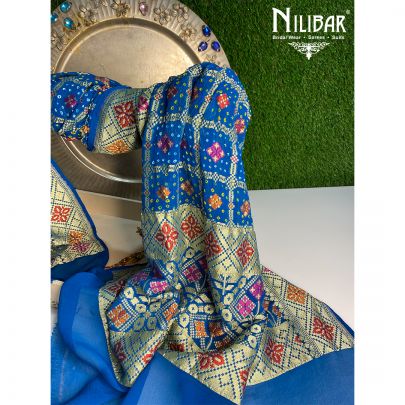 Blue Georgette Bandhani Dupatta