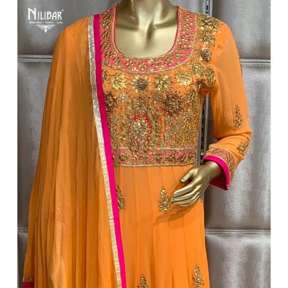 Orange Georgette Anarkali