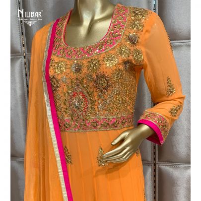 Orange Georgette Anarkali