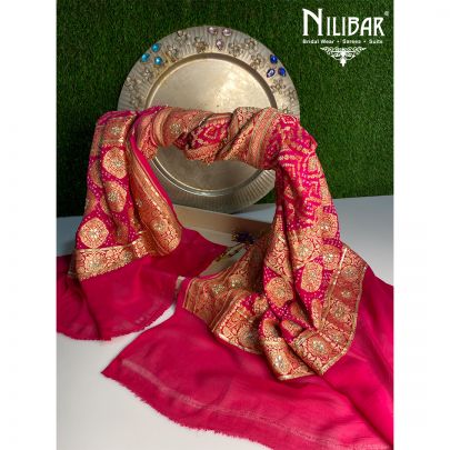 Pink Georgette Bandhani Dupatta.