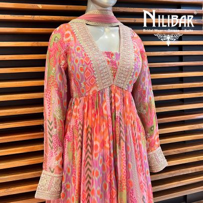 Multicolor Georgette Anarkali Suit