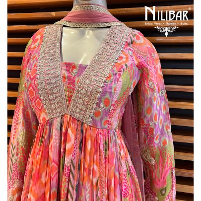 Multicolor Georgette Anarkali Suit