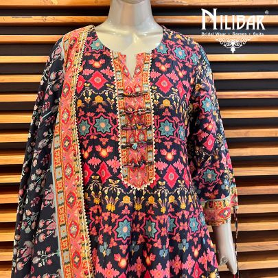 Multicolor Silk Anarkali Suit