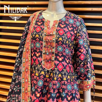 Multicolor Silk Anarkali Suit