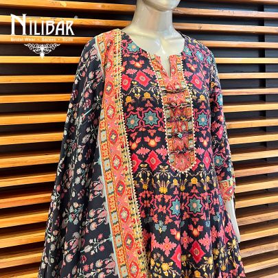Multicolor Silk Anarkali Suit