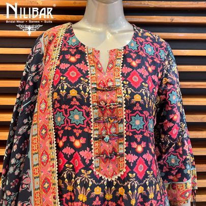 Multicolor Silk Anarkali Suit