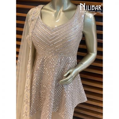 Ivory Golden Georgette Sharara Suit