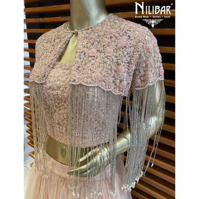 Peach Pink Net Lehenga