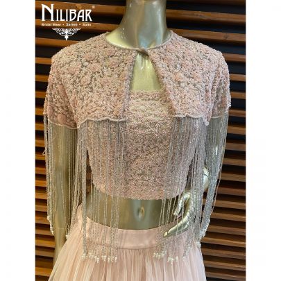 Peach Pink Net Lehenga