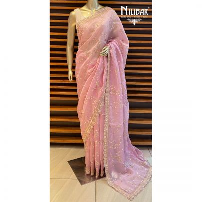 Light Pink Organza Saree