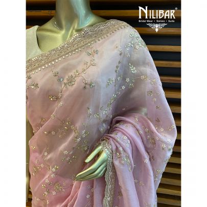 Light Pink Organza Saree
