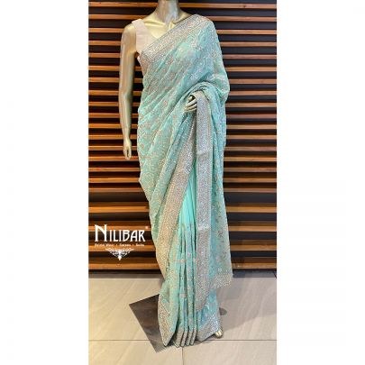 Mint Green Georgette Saree
