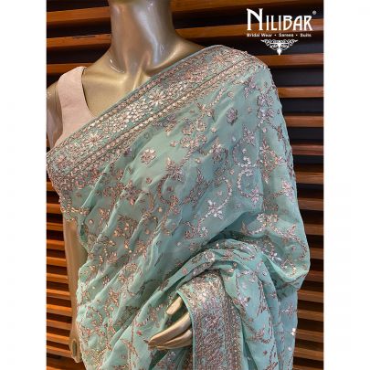 Mint Green Georgette Saree