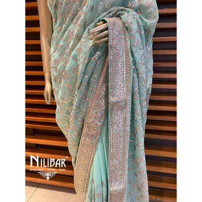 Mint Green Georgette Saree