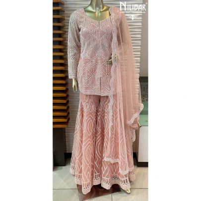Baby Pink Net Garara Suit Set