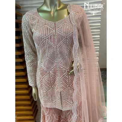 Baby Pink Net Garara Suit Set