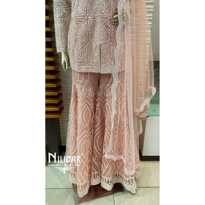 Baby Pink Net Garara Suit Set