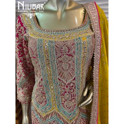 Rani Pink and Apple Green Georgette Garara Suit Set