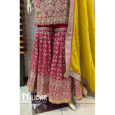 Rani Pink and Apple Green Georgette Garara Suit Set