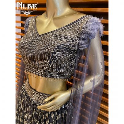 Dark Grey Georgette Lehenga