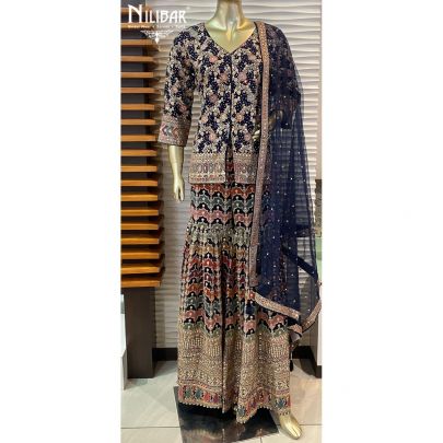 Dark Blue Georgette Garara Suit Set