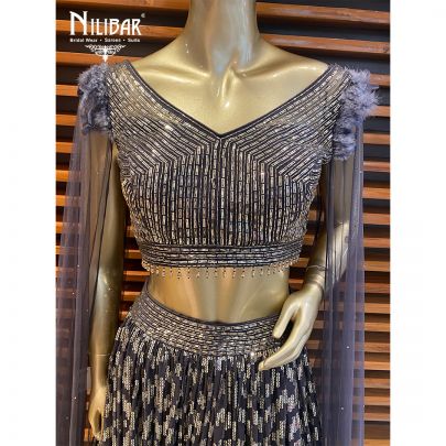 Dark Grey Georgette Lehenga