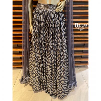 Dark Grey Georgette Lehenga