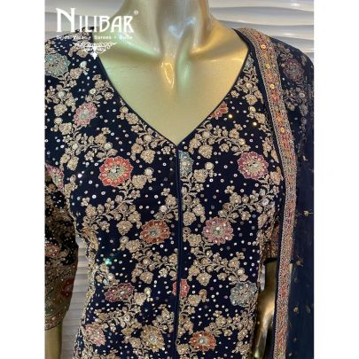 Dark Blue Georgette Garara Suit Set