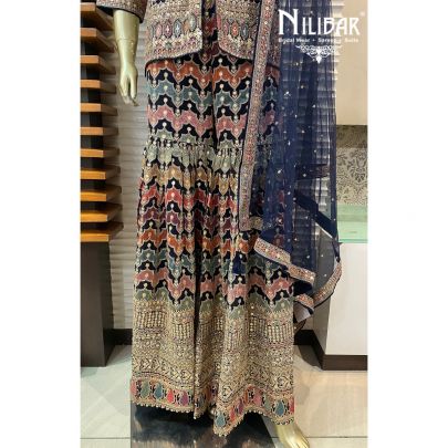 Dark Blue Georgette Garara Suit Set