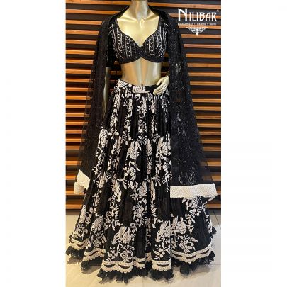 Black Georgette and Net Lehenga