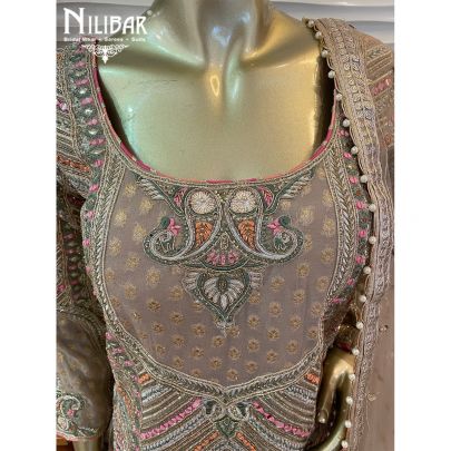 Soft Fern Green Organza and net Garara Suit Set