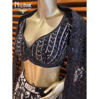 Black Georgette and Net Lehenga