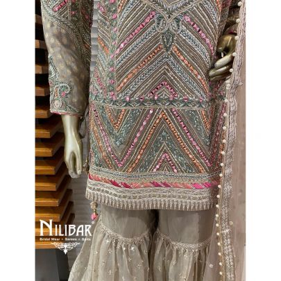 Soft Fern Green Organza and net Garara Suit Set