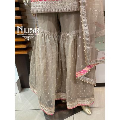 Soft Fern Green Organza and net Garara Suit Set