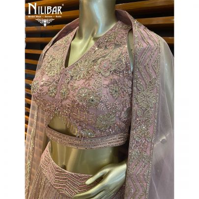 Salmon Pink Net Lehenga