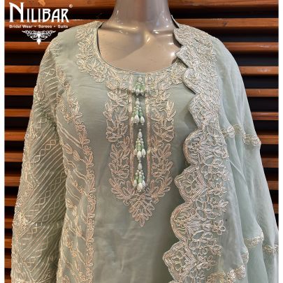 Pista Green Organza Garara Suit Set