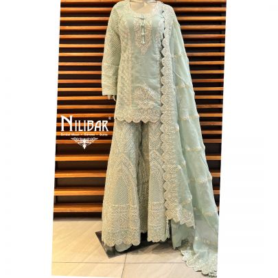 Pista Green Organza Garara Suit Set