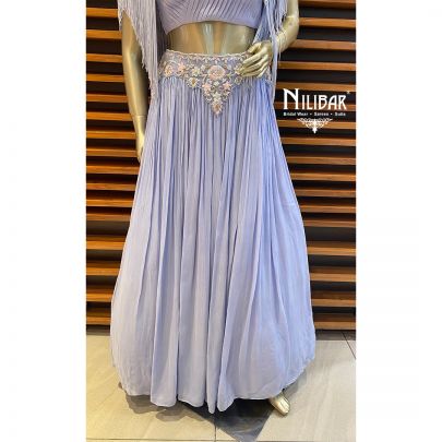 Lavender Chinon and Net Lehenga