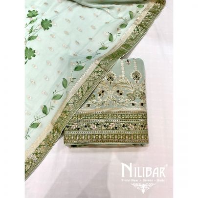 Mint Green Georgette Unstitched Suit