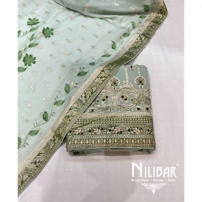Mint Green Georgette Unstitched Suit
