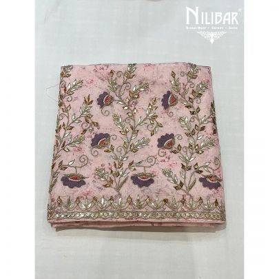 Pink and Lavender Georgette Unstitched Suit