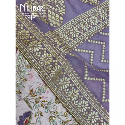 Pink and Lavender Georgette Unstitched Suit