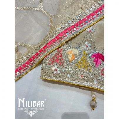 Olive Green Georgette Unstitched Suit
