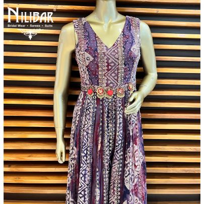 Purple Georgette Indo Western Jumpsuit